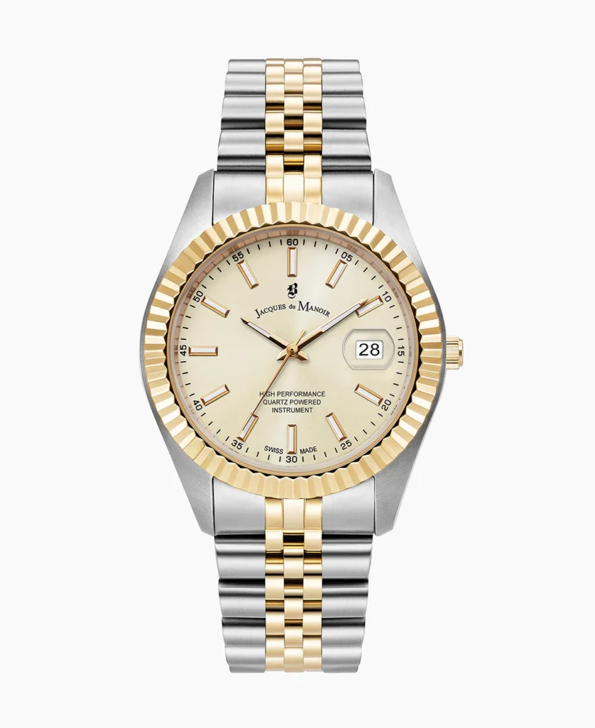 Inspiration Business 40mm Three hands Date Two tone Champagne dial Stainless steel swiss watch