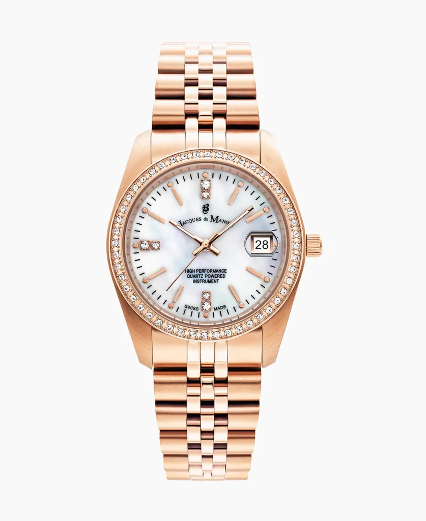 Inspiration Elegance 36MM Three hands Date Rosegold tone White dial Stainless steel swiss watch