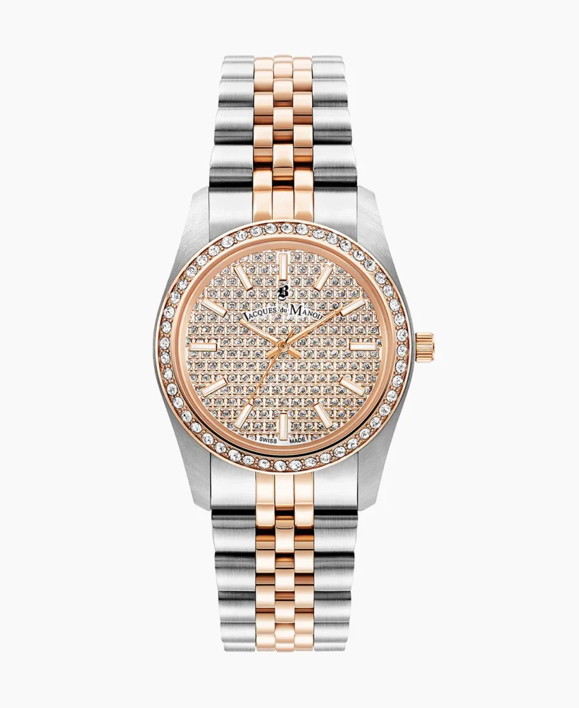 Inspiration Glamour 34mm Three hands Date Two tone Rosegold dial Stainless steel swiss watch