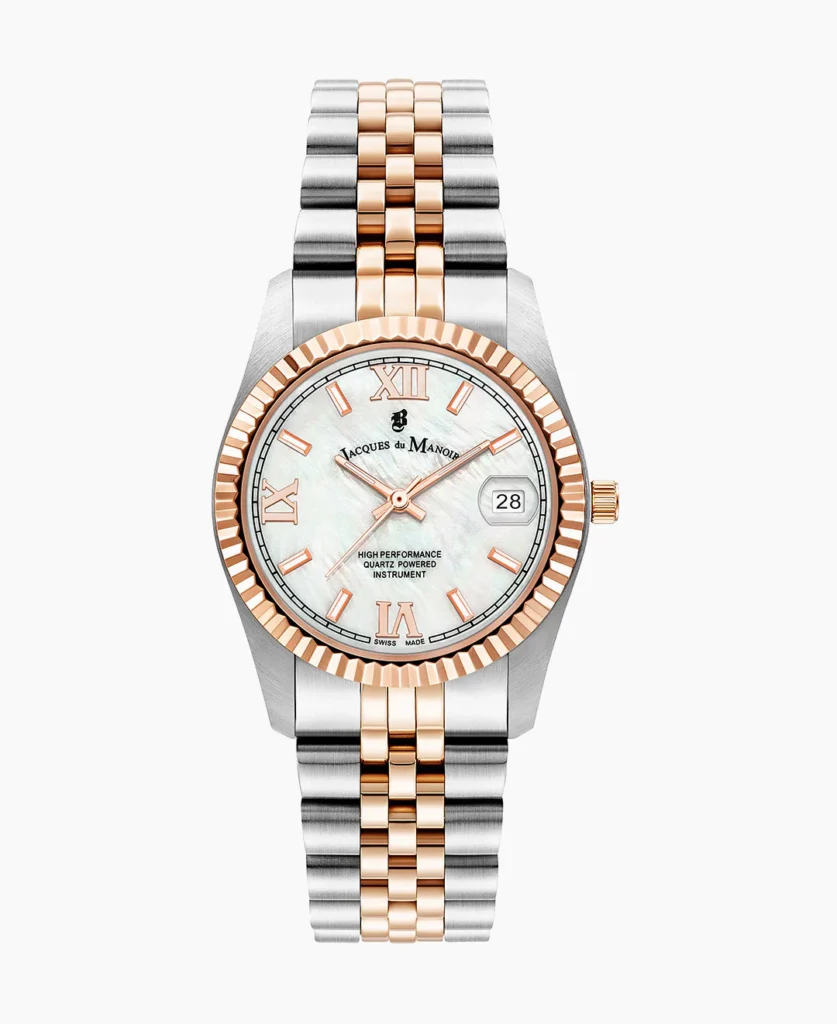 Inspiration Roman 34mm Three hands Date Two tone White dial Stainless steel swiss watch
