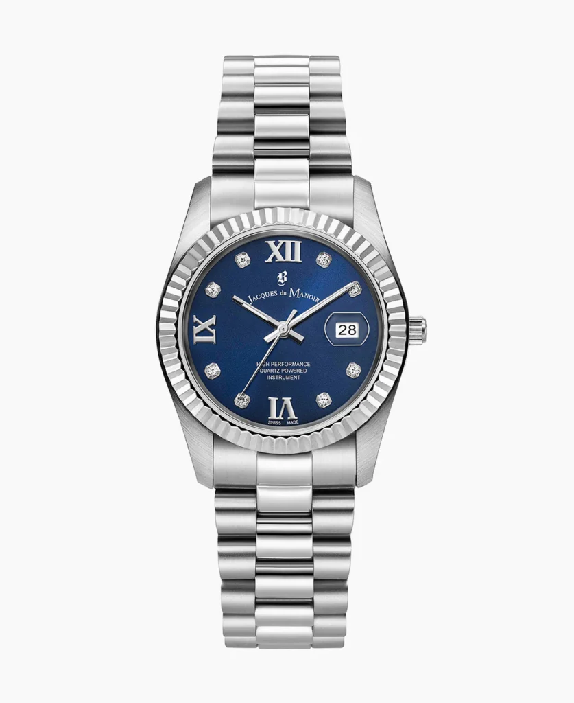 Inspiration Roman II 34mm Three hands Date Silver tone Blue dial Stainless steel swiss watch