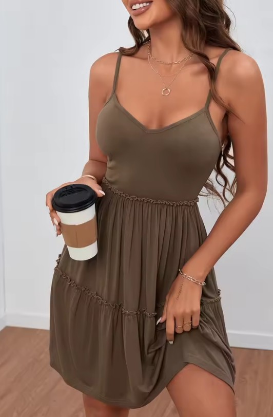 Layered Frill Trim Ruffle Hem Cami Dress,Summer Dresses For Women