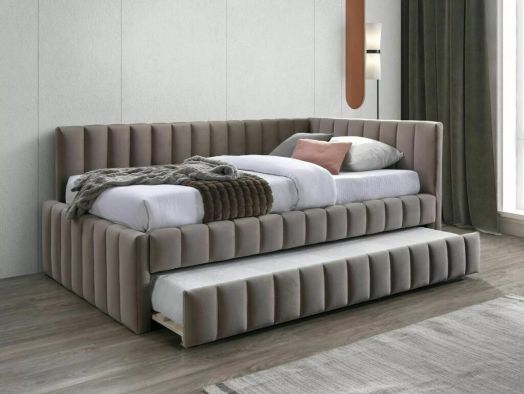 Letto Alfie in velluto beige – Blu40 120×200 cm