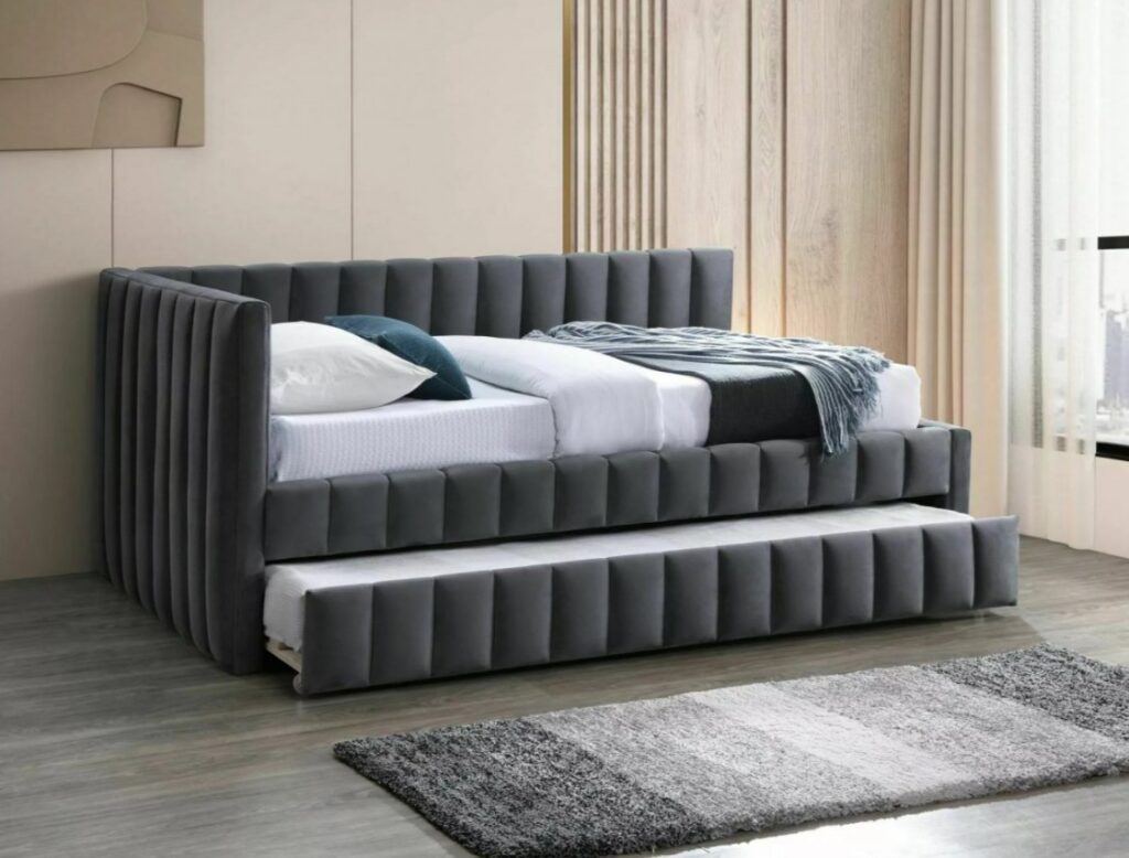 Letto Alfie in velluto grigio – Blu14 120×200 cm