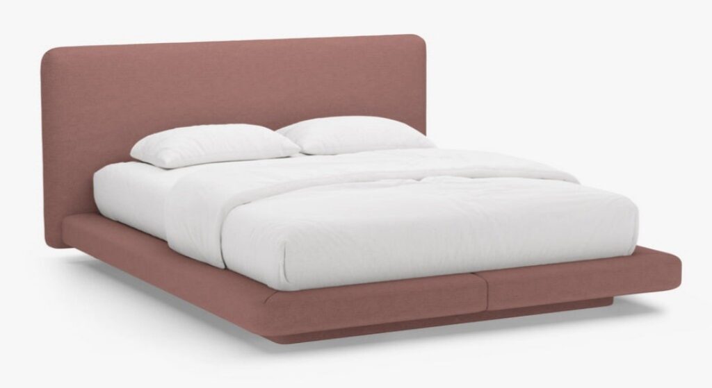 Letto imbottito Linea in tessuto strutturato Moly – 140×200 cm