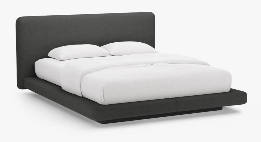 Letto imbottito Linea in tessuto strutturato Moly – 200×200 cm