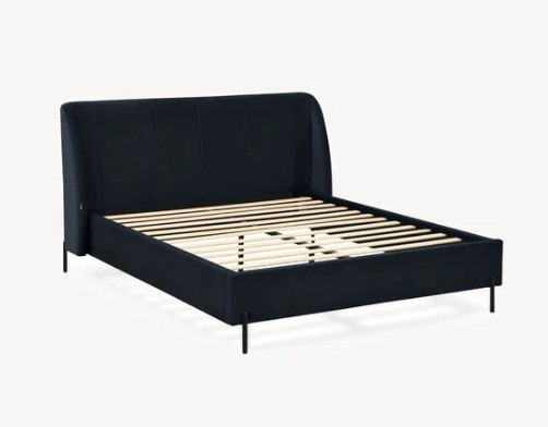 Letto matrimoniale imbottito Greta 160x200 cm, Blu notte