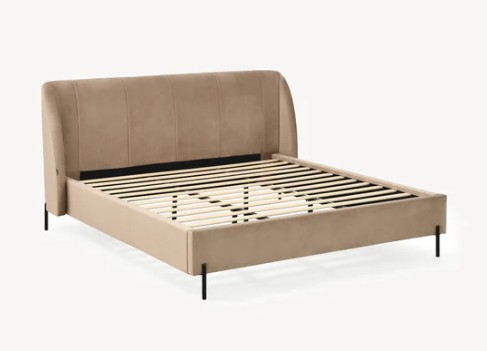 Letto matrimoniale imbottito Greta 180x200 cm, Cammello