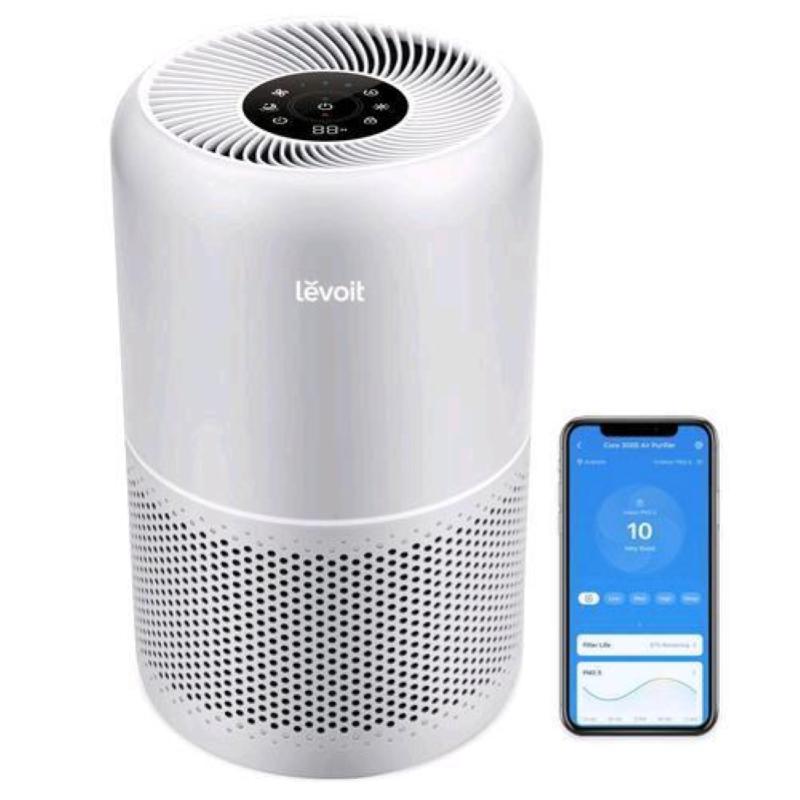 Levoit smart core 300s pro purificatore d`aria per ambienti fino a 50 mq filtrazione a 3 stadi controllo vocale display led con timer grigio