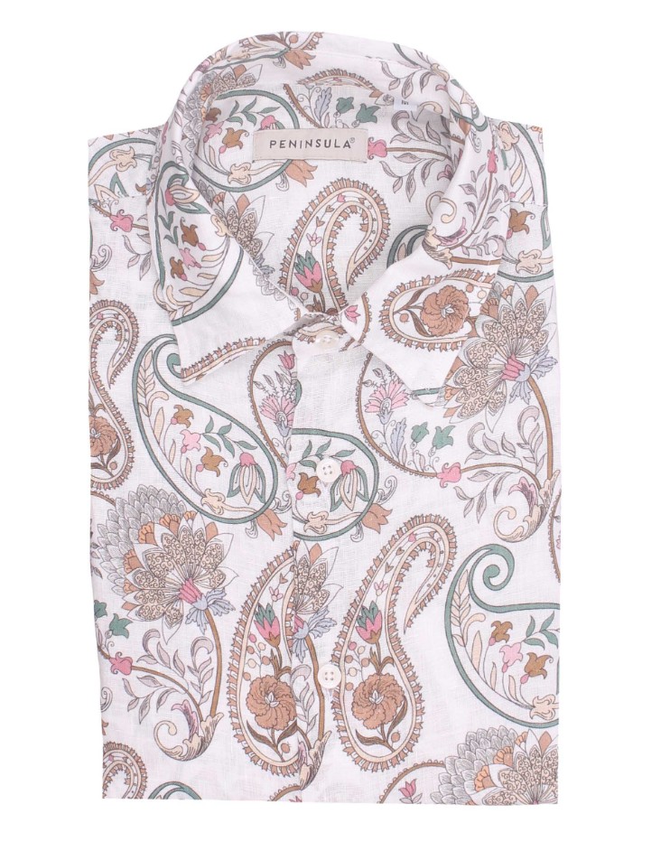 PENINSULA Camicia stampa in lino