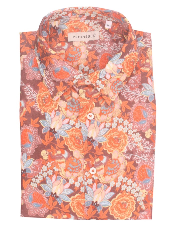 PENINSULA camicia stampa in lino1