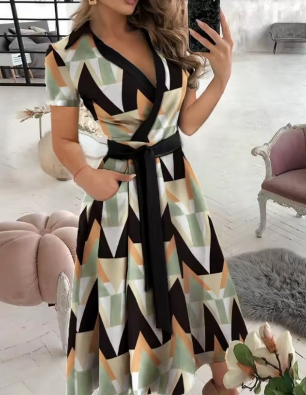 Rainbow Striped Print Summer Dress 2023 Women Button Up Short Sleeve Casual Vintage Shirt Long Dress Ladies Elegant Maxi Dresses