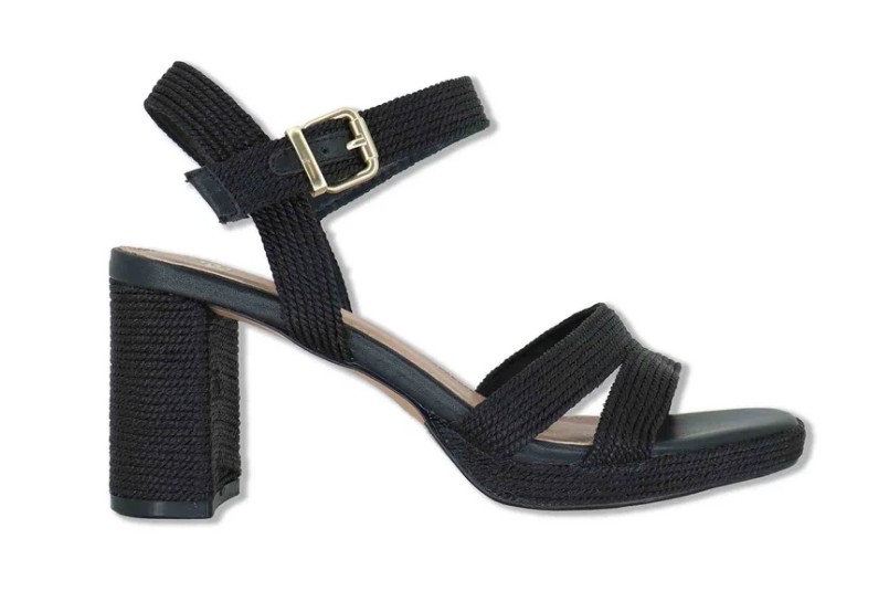 Sandali in rafia nera con tacco alto Donna LUISA 777 993