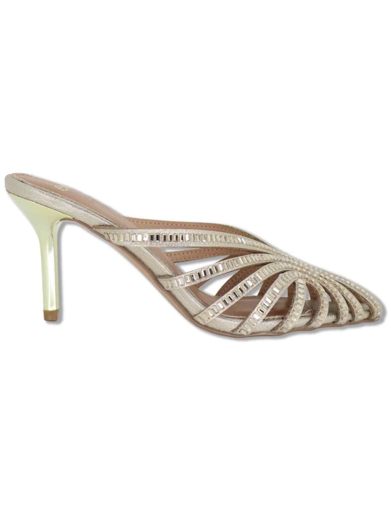 Sandali in tessuto e strass oro e tacco oro Donna SUSANA 566 5138
