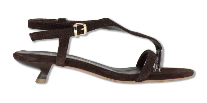 Sandali slingback in camoscio marrone con tacco basso Donna SP261653