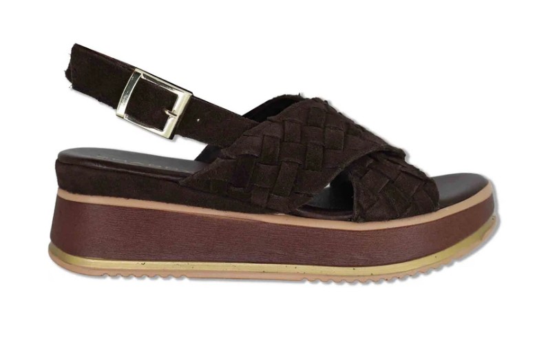 Slingback in camoscio marrone con zeppa in gomma Donna SP261381