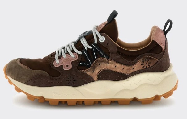 Sneakers Yamano 3 Uni Suede Nylon Laminated Brown Bronze Pink
