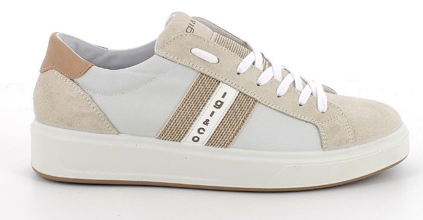 Sneakers da uomo bianco e beige con lacci