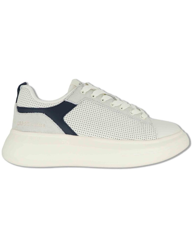 Sneakers in pelle e tessuto off white Uomo BIG 05 BLUE