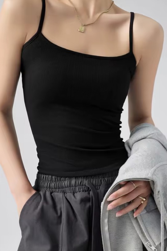 Summer Basic Tanks Spaghetti Strap Camis Solid Stretch Tops for Women Sleeveless Slim Fit Basic Solid Knitted Camisole