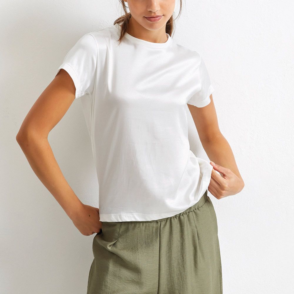 T shirt manica corta lucida 4929 tinta unita donna jadea