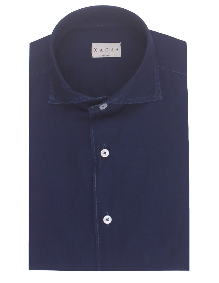 XACUS camicia indaco in mussola di cotone