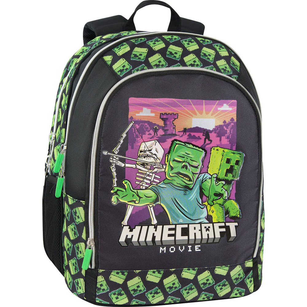 Zaino Organizzato Minecraft Nero Verde