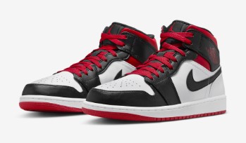 Air Jordan 1 Mid bianco rosso ragazzo unisex
