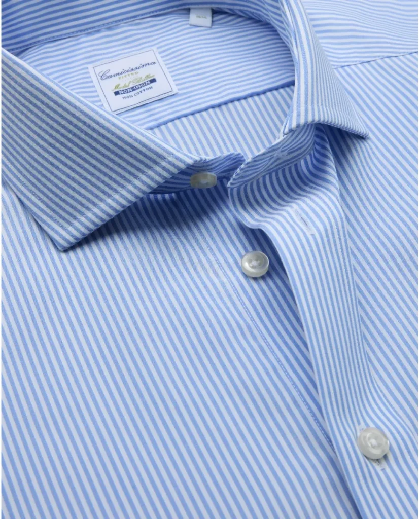 Camicia non iron popeline a righe azzurre extra slim fitted bilbao francese