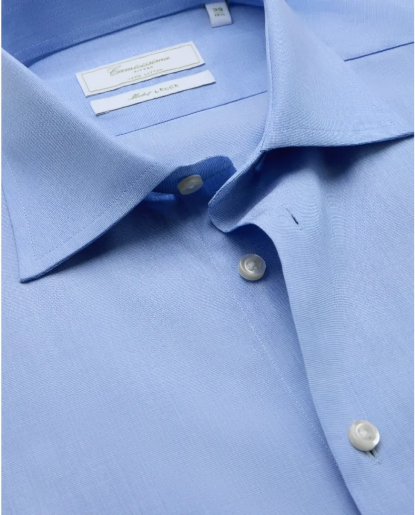Camicia permanent fil à fil celeste extra slim fitted lecce francese