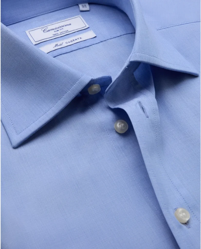 Camicia permanent fil à fil celeste slim caserta francese