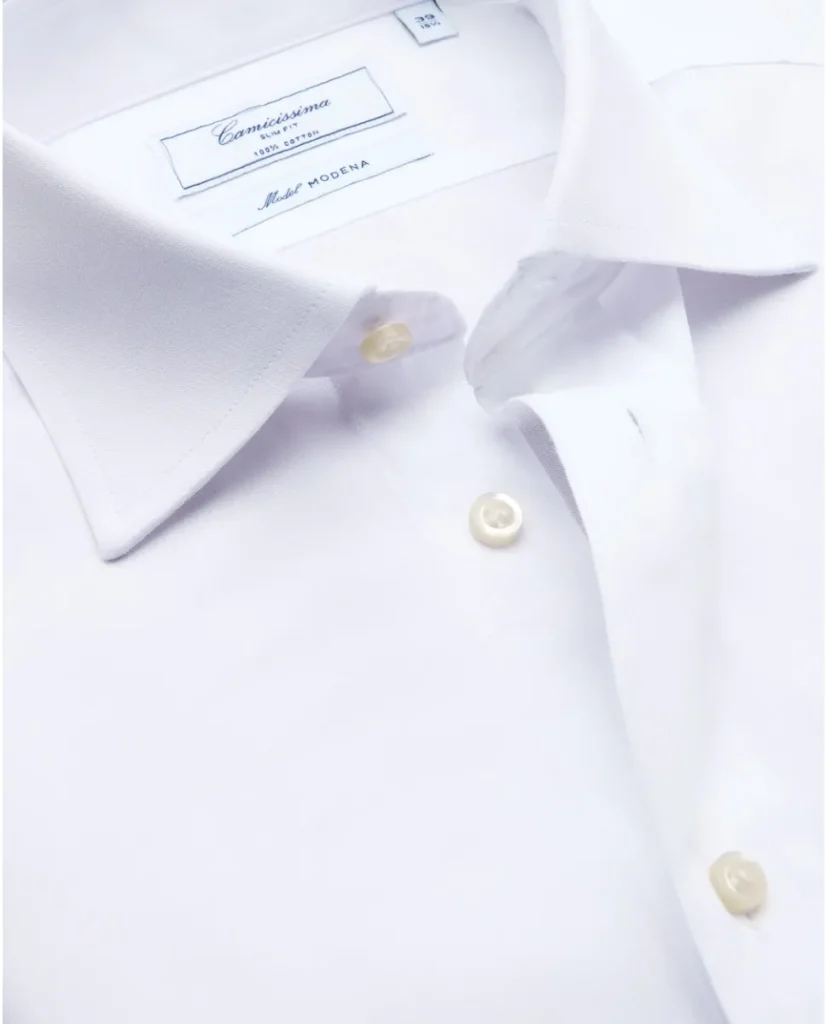 Camicia permanent pin point bianca slim modena francese