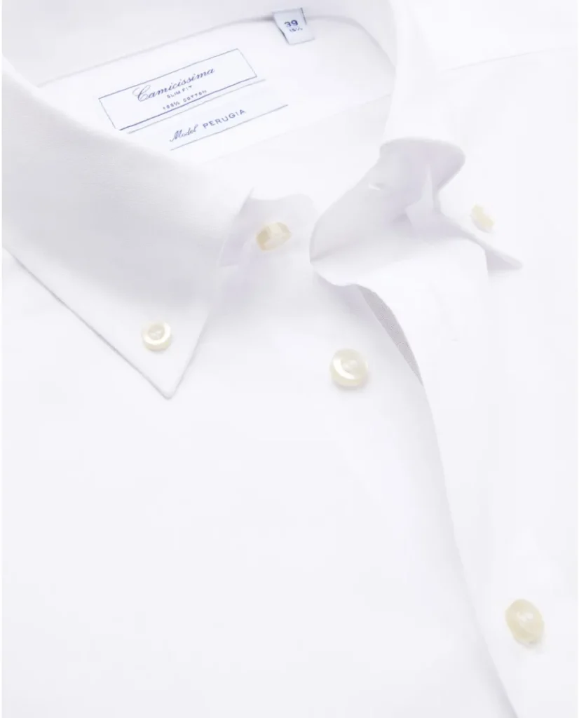 Camicia permanent pin point bianca slim perugia button down