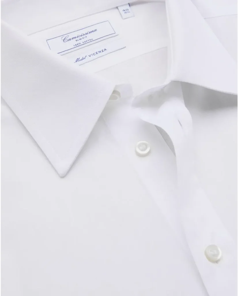 Camicia permanent popeline bianca slim vicenza italiano