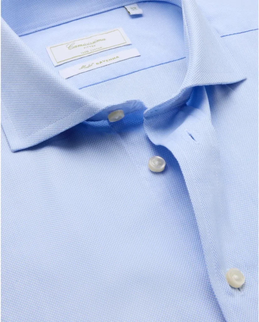 Camicia permanent royal oxford azzurra extra slim fitted ravenna francese