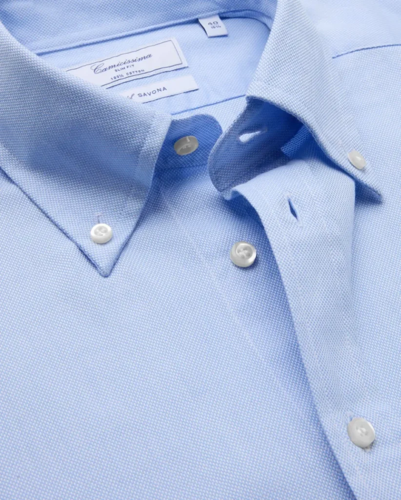 Camicia permanent royal oxford azzurra slim savona button down