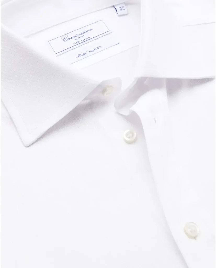 Camicia permanent royal oxford bianca slim monza francese