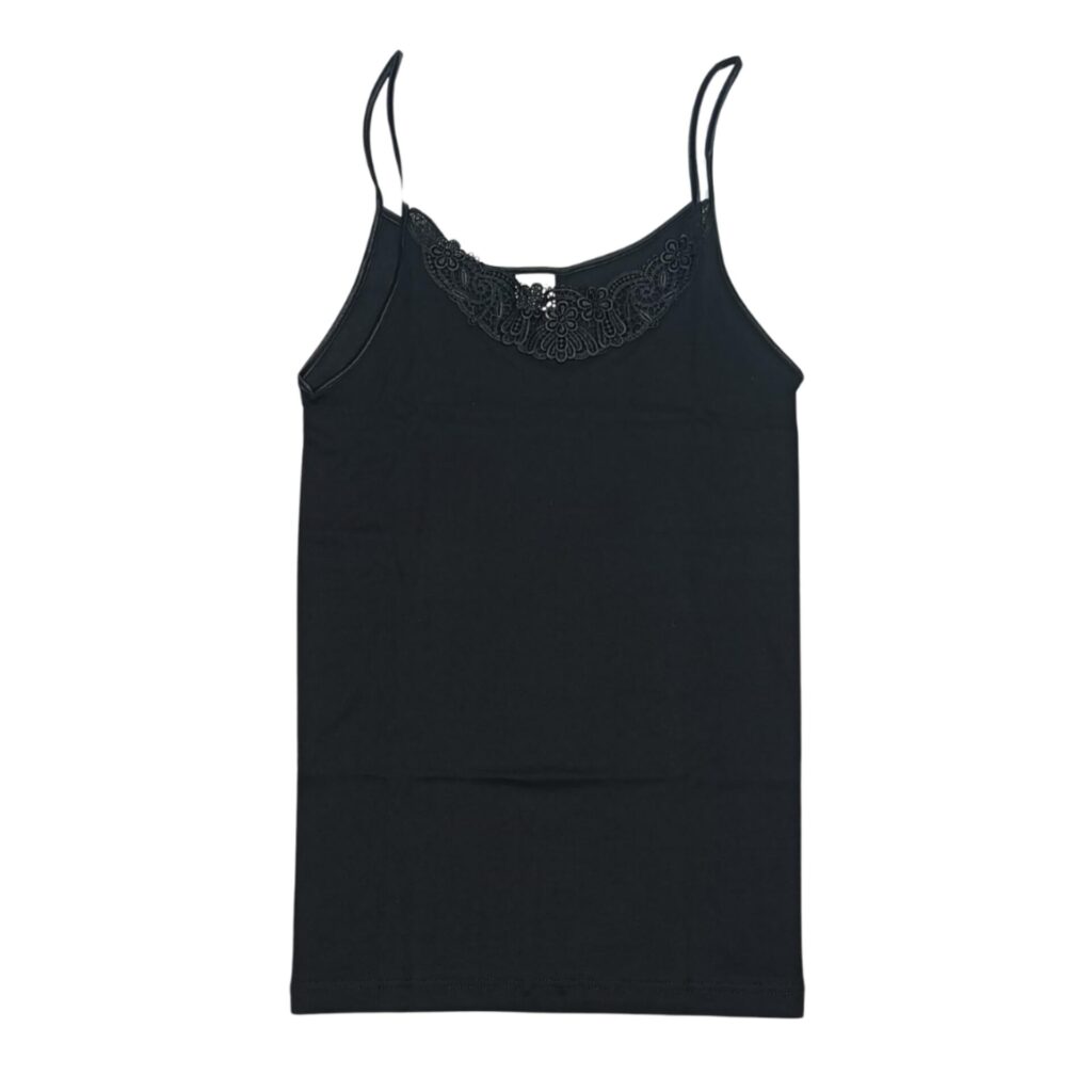 Canotta donna spallina stretta con pizzo Moretta 1408 tg.8 9 Nero