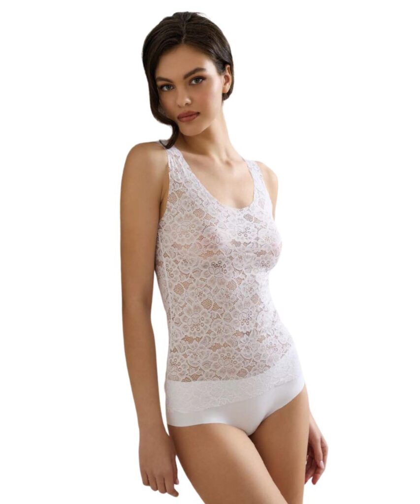 Canottiera donna pizzo taglio laser Jadea