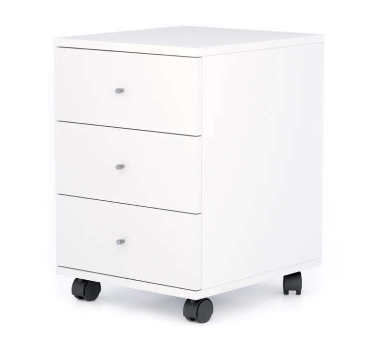 Cassettiera con ruote Clara, Bianco Opaco