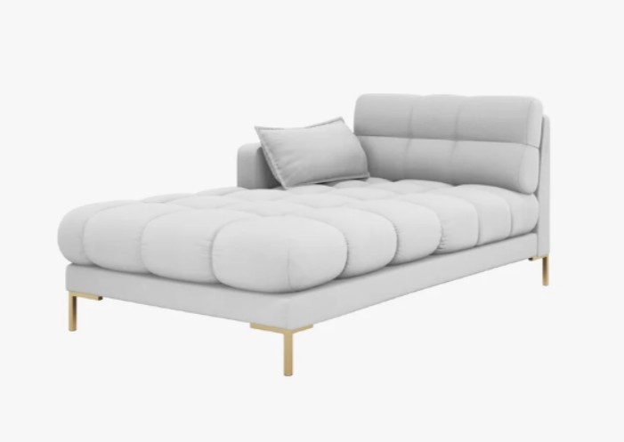 Chaise longue Mamaia 2 posti in tessuto Bouclé gambe oro – L185cm
