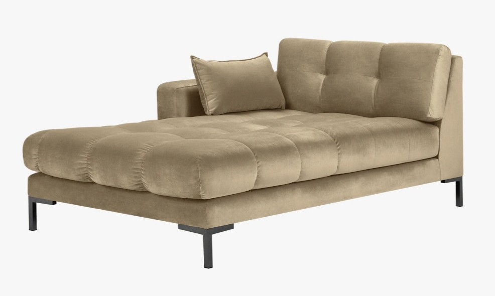 Chaise longue Mamaia 2 posti in velluto Bluvel gambe nere – L185cm