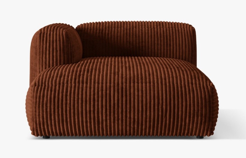 Chaise longue Martina in velluto a coste – L176cm