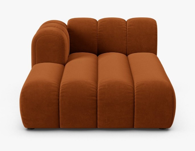 Chaise longue modulare Lupine in velluto Salvador – L177 cm
