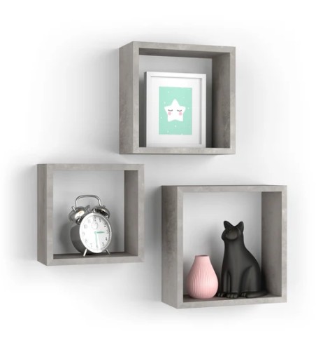 Cubi Quadrati Giuditta, Set da 3, Grigio Cemento