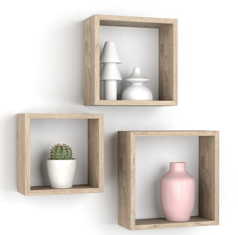 Cubi Quadrati Giuditta, Set da 3, Quercia