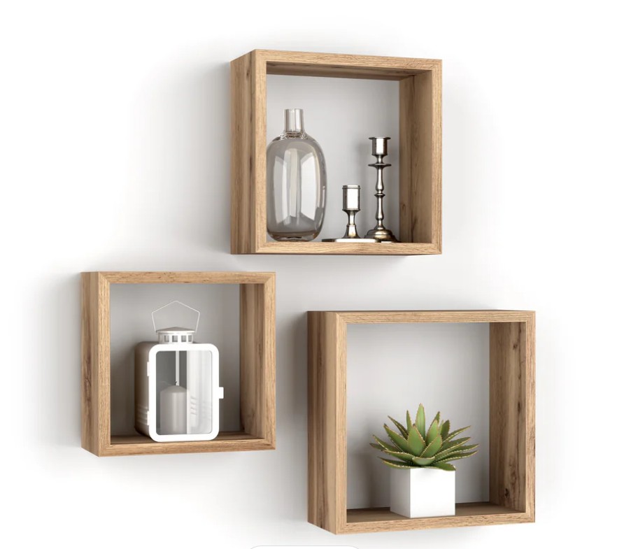 Cubi Quadrati Giuditta, Set da 3, Rovere Rustico
