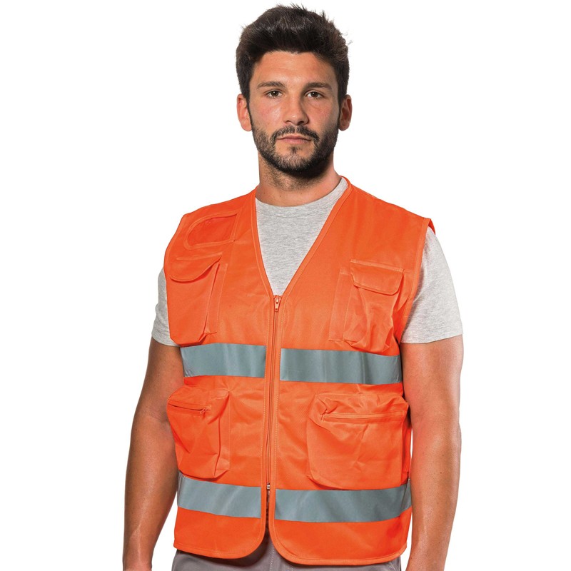 Gilet da lavoro Logica PocketHV ad alta visibilità con tasche (tg. M 3XL)