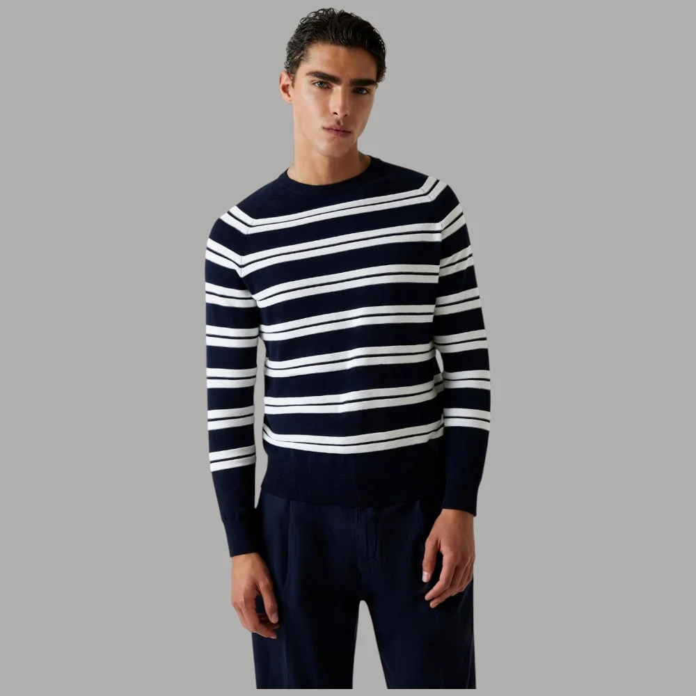Guess Pullover a Righe Uomo Cotone Girocollo Regular Fit