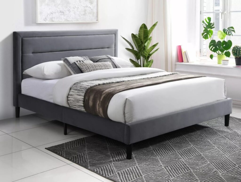 Letto Malaga Velvet in velluto grigio – 160×200 cm